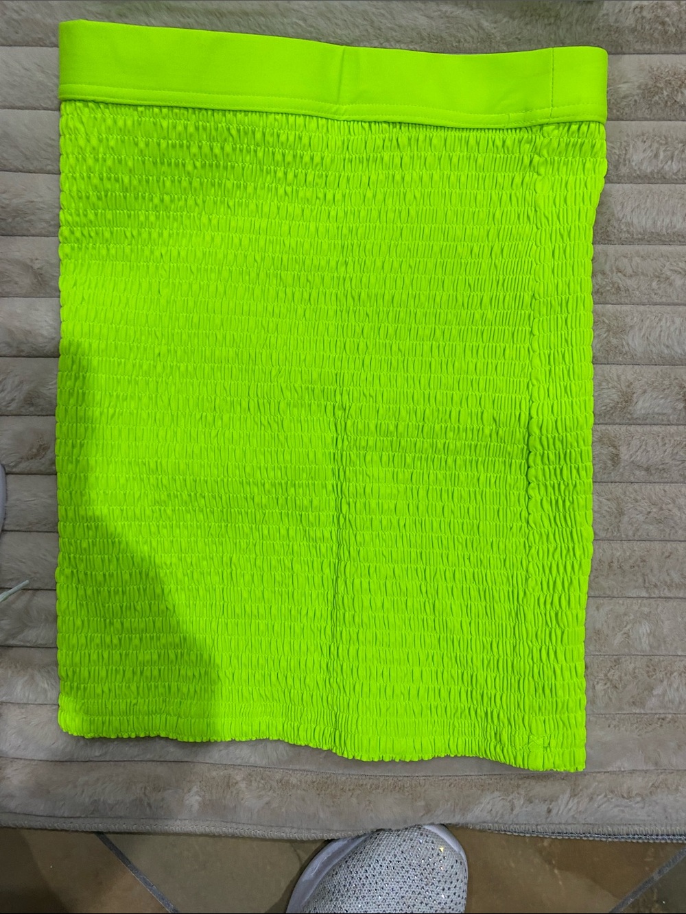 Revamped Neon Lime Crop Top & Skirt Set Women Top size M and skirt Size Small - Picture 3 of 3